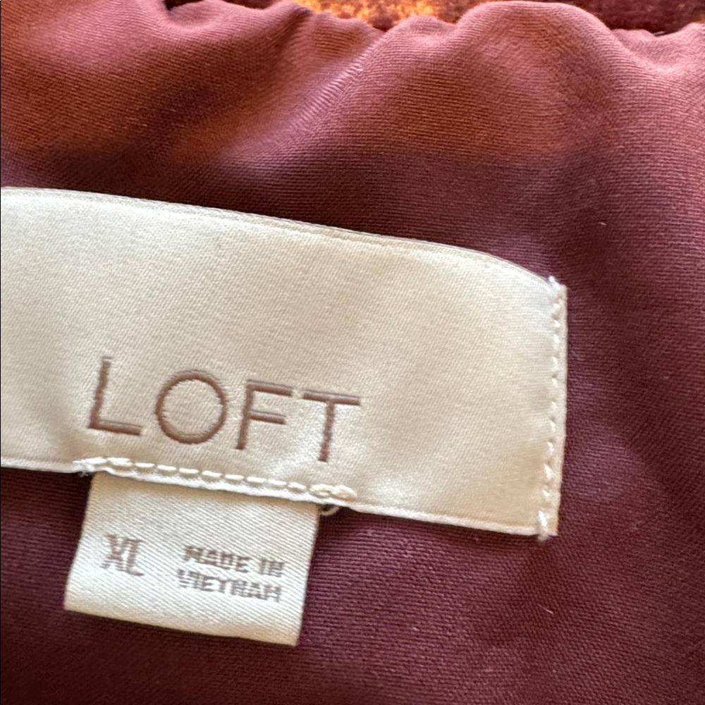 Loft Burgundy Velvet Utility Jacket Size XL - Picture 2 of 4